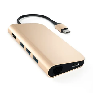 Алюминиевый концентратор Satechi Type-C Multi-Port Adapter Gold ST-TCMAG - Фото 1