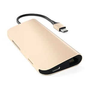 Алюминиевый концентратор Satechi Type-C Multi-Port Adapter Gold - Фото 2