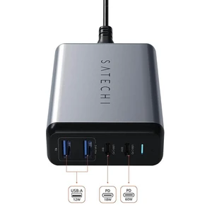 Быстрое зарядное устройство (сетевой адаптер) Satechi Dual Type-C PD Travel Charger 75W (EU) - Фото 2