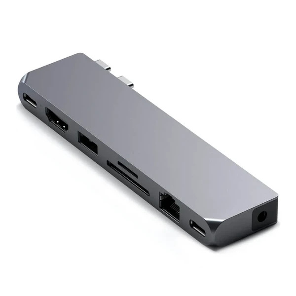Хаб Satechi Dual USB-C Pro Hub Max Space Gray для Macbook