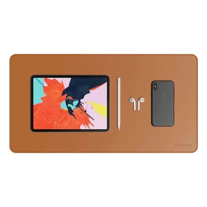 Большой кожаный коврик для мыши и клавиатуры (бювар) Satechi Eco-Leather Deskmate Brown - Фото 3