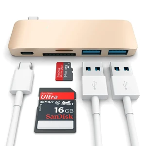 Алюмінієвий USB-хаб Satechi Type-C Pass Through Gold - Фото 4