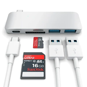 Алюминиевый USB-хаб Satechi Type-C Pass Through Silver - Фото 4