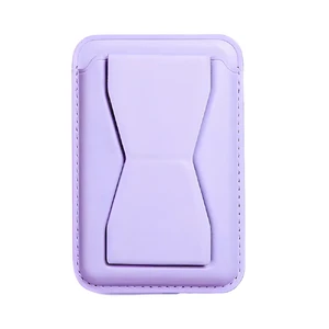 Шкіряний чохол-гаманець MagSafe для iPhone 15/14/13/12 з підставкою, роз'ємом для карт і готівки | iLoungeMax Folding Stand Purple  - Фото 1