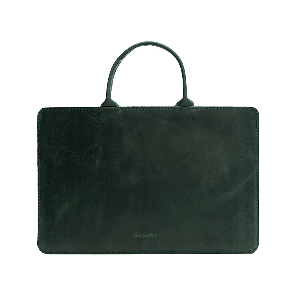 Шкіряний чохол-сумка INCARNE Stem Green для MacBook Air 13" M3 | M2 | M1 (2018-2024)