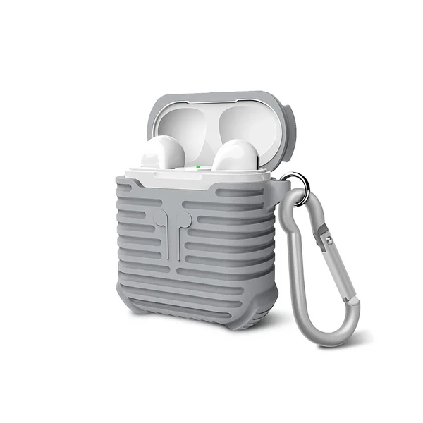 Серый силиконовый чехол с карабином iLoungeMax для Apple AirPods