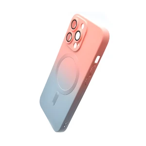 Силіконовий чохол з MagSafe для iPhone 14 Pro Max, з градієнтом і захистом камери | iLoungeMax Gradient Case Peach-Gray - Фото 2