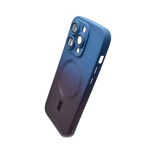 Силиконовый чехол с MagSafe для iPhone 14 Pro Max, с градиентом и защитой камеры | iLoungeMax Gradient Case Plum-Blue - Фото 2