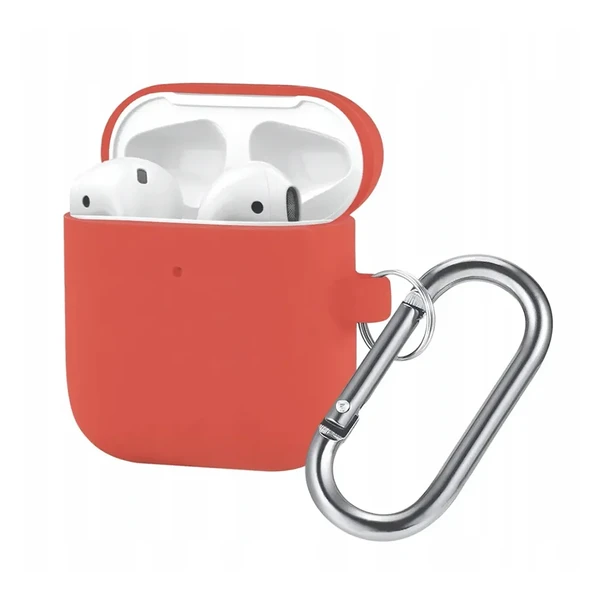 Силіконовий чохол із карабіном iLoungeMax TPU Case Peach для AirPods 2 | 1