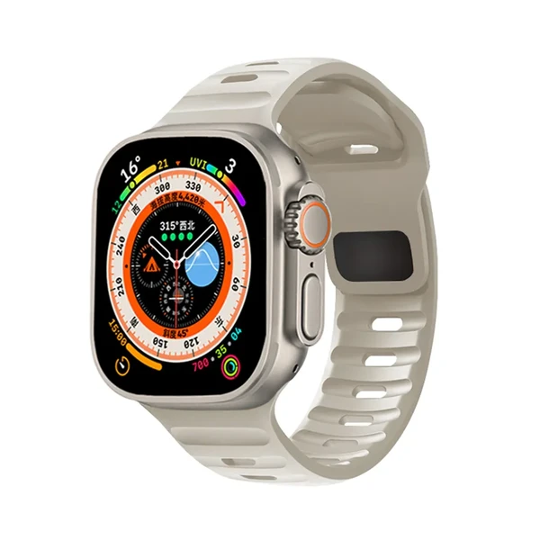 Силиконовый ремешок для Apple Watch Ultra 49mm | 45mm | 44mm | 42mm | iLoungeMax Nomad Sport Band Light Gray