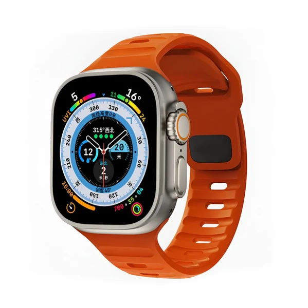 Силиконовый ремешок для Apple Watch Ultra 49mm | 45mm | 44mm | 42mm | iLoungeMax Nomad Sport Band Orange