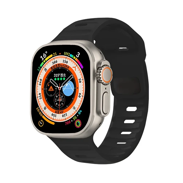 Силиконовый ремешок для Apple Watch Ultra 49mm | 45mm | 44mm | 42mm | iLoungeMax Nomad Sport Band Black