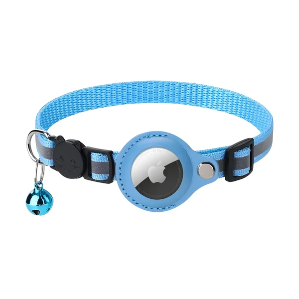 Нашийник для котів та собак з тримачем Apple AirTag та дзвіночком | iLoungeMax Cat Bell Collar Sky