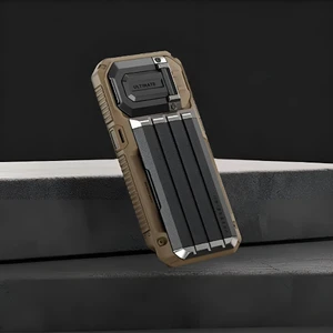 Протиударний чохол-гаманець VRS Design Case Damda Glide Ultimate Khaki для iPhone 15 Pro Max - Фото 3