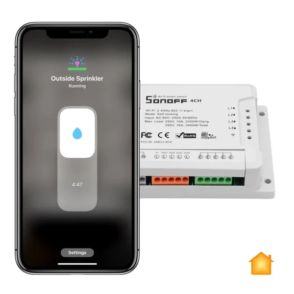 Контролер для системи автоматичного поливу на 4 зони HomeKit Sonoff