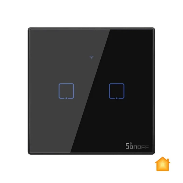 Чорний розумний вимикач HomeKit Sonoff TX T3EU2C (2 канали)