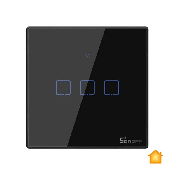 Чорний розумний вимикач HomeKit Sonoff TX T3EU3C (3 канали)