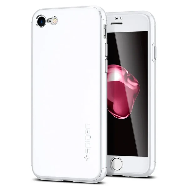 Чехол с защитным стеклом Spigen Thin Fit 360 White для iPhone SE 3 | SE 2 | 8 | 7