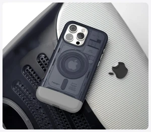 Серый чехол MagSafe Spigen Classic C1 для iPhone 16 Pro Max - Фото 10