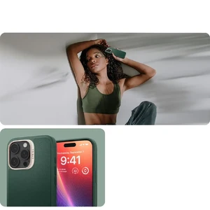 Зеленый кожаный чехол Spigen Cyrill Kajuk Mag для iPhone 16 Pro Max - Фото 11