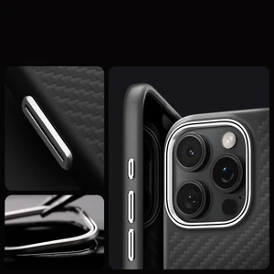 Черно-серебряный чехол Spigen Enzo Aramid Mag MagSafeдля iPhone 16 Pro - Фото 11