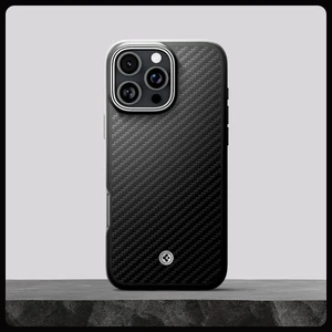 Черно-серебряный чехол Spigen Enzo Aramid Mag MagSafeдля iPhone 16 Pro - Фото 16