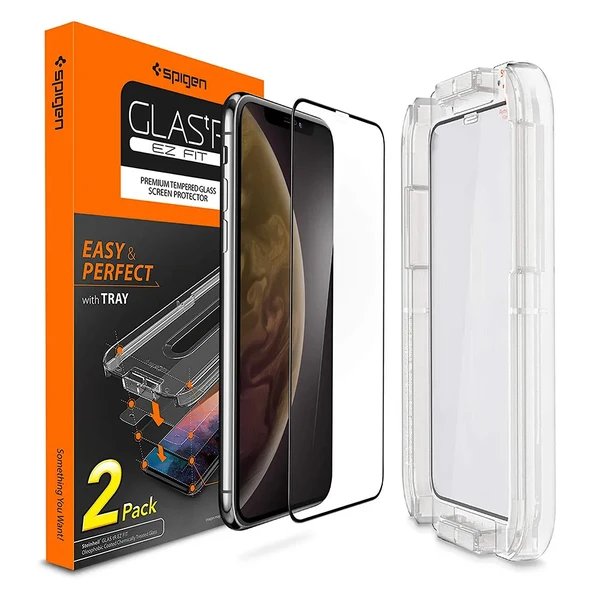 Захисне скло Spigen GLAS.tR EZ FIT Edge to Edge для iPhone 11 | XR (2 скла + рамка для поклейки)