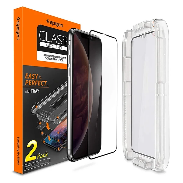 Защитное стекло Spigen GLAS.tR EZ FIT Edge to Edge для iPhone 11 Pro | X | XS (2 стекла + рамка для поклейки)