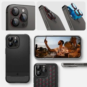 Черно-красное стекло на камеру Spigen Glas.tR Ez Fit Optik Pro для iPhone 16 Pro Max - Фото 9