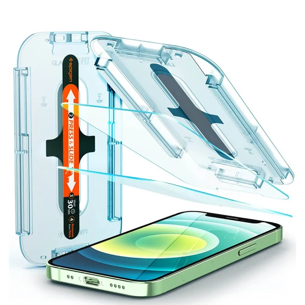 Захисне скло з рамкою для поклейки Spigen EZ FIT GLAS.tR SLIM для iPhone 12 | 12 Pro (2 шт.)