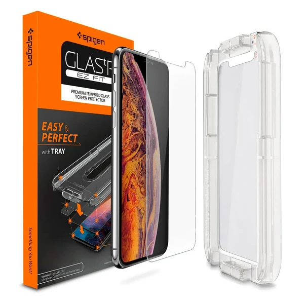Защитное стекло Spigen GLAS.tR SLIM EZ FIT для iPhone 11 Pro | X | XS (1 стекло + рамка для поклейки) в Запорожье
