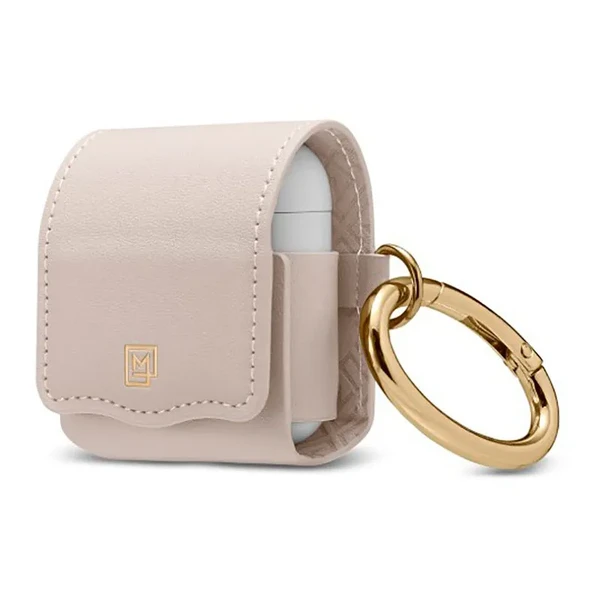Шкіряний чохол з карабіном Spigen La Manon Leather Pale Pink для Apple AirPods