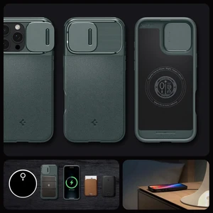 Зеленый защитный чехол Spigen Optik Armor Mag для iPhone 16 Pro Max - Фото 12