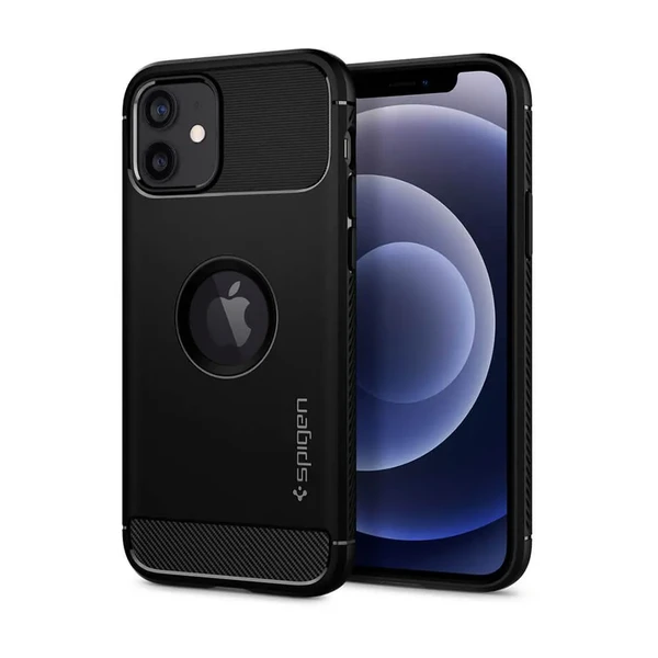 Чорний силіконовий чохол Spigen Rugged Armor для iPhone 12 | 12 Pro у Хмельницькому