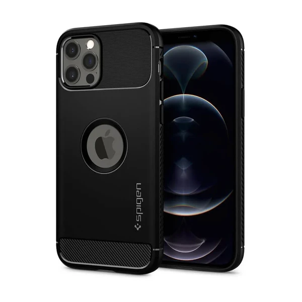 Чорний силіконовий чохол Spigen Rugged Armor для iPhone 12 Pro Max в Ужгороді