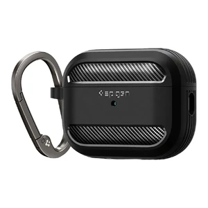 Противоударный чехол с карабином Spigen Rugged Armor Matte Black для AirPods Pro 2