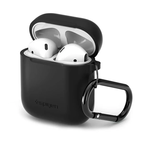 Силіконовий чохол з карабіном Spigen Silicone Case Black для Apple AirPods