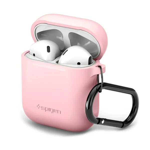 Силіконовий чохол з карабіном Spigen Silicone Case Pink для Apple AirPods