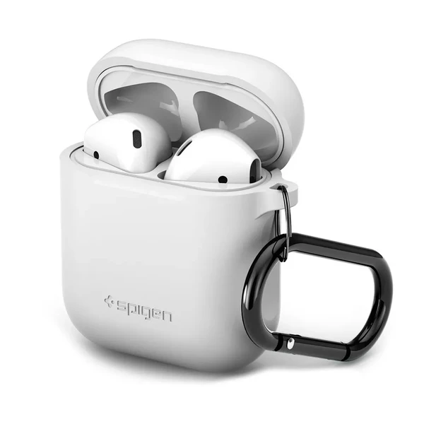 Силіконовий чохол з карабіном Spigen Silicone Case White для Apple AirPods
