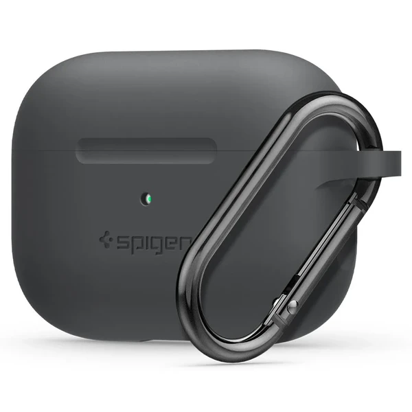 Чехол с карабином Spigen Silicone Fit Charcoal для Airpods Pro