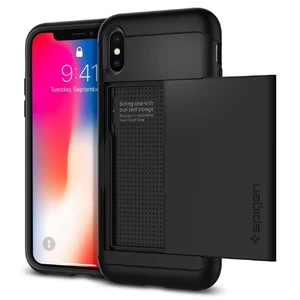Чехол с отделением для карточек Spigen Slim Armor CS Black для iPhone X | XS