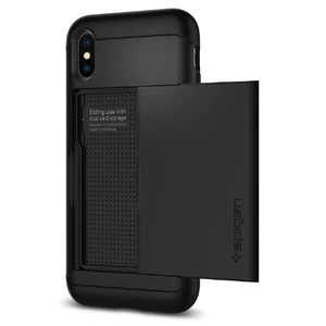 Чехол с отделением для карточек Spigen Slim Armor CS Black для iPhone X | XS - Фото 3