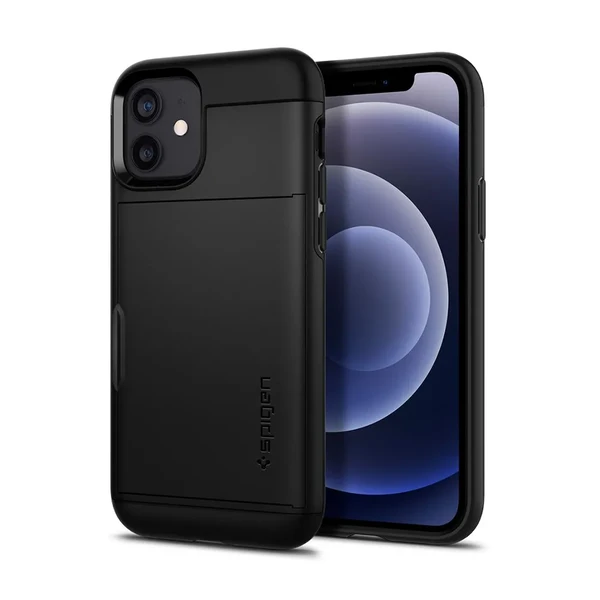 Чохол с відділом для зберігання карт Spigen Slim Armor CS Black для iPhone 12 mini у Миколаєві