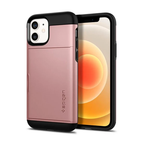 Чохол з відділенням для карт Spigen Slim Armor CS Rose Gold для iPhone 12 | 12 Pro