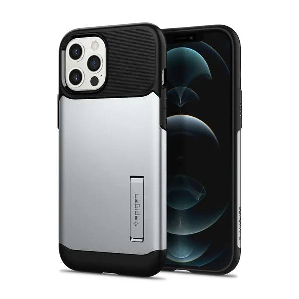 Захисний чохол-підставка Spigen Slim Armor Satin Silver для iPhone 12 Pro Max в Ужгороді