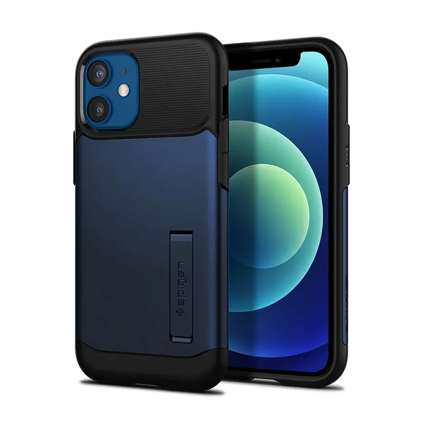 Захисний чохол-підставка Spigen Slim Armor Navy Blue для iPhone 12 mini у Миколаєві