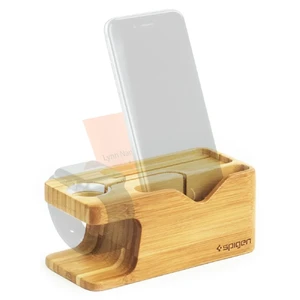 Дерев'яна док-станція Spigen S370 для Apple Watch і iPhone - Фото 2
