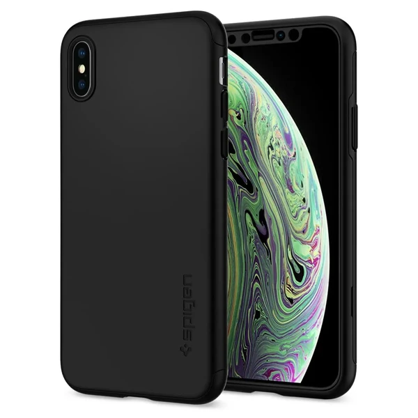 Чехол с защитным стеклом Spigen Thin Fit 360 Black для iPhone XS | X в Запорожье