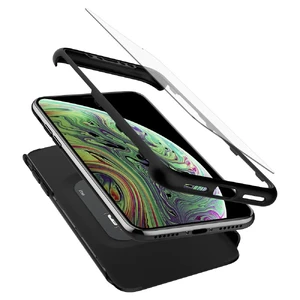Чехол с защитным стеклом Spigen Thin Fit 360 Black для iPhone XS | X - Фото 7