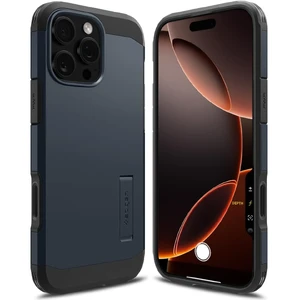 Синий чехол с защитой кнопок Spigen Tough Armor T Mag для iPhone 16 Pro Max 8809971233606 - Фото 1